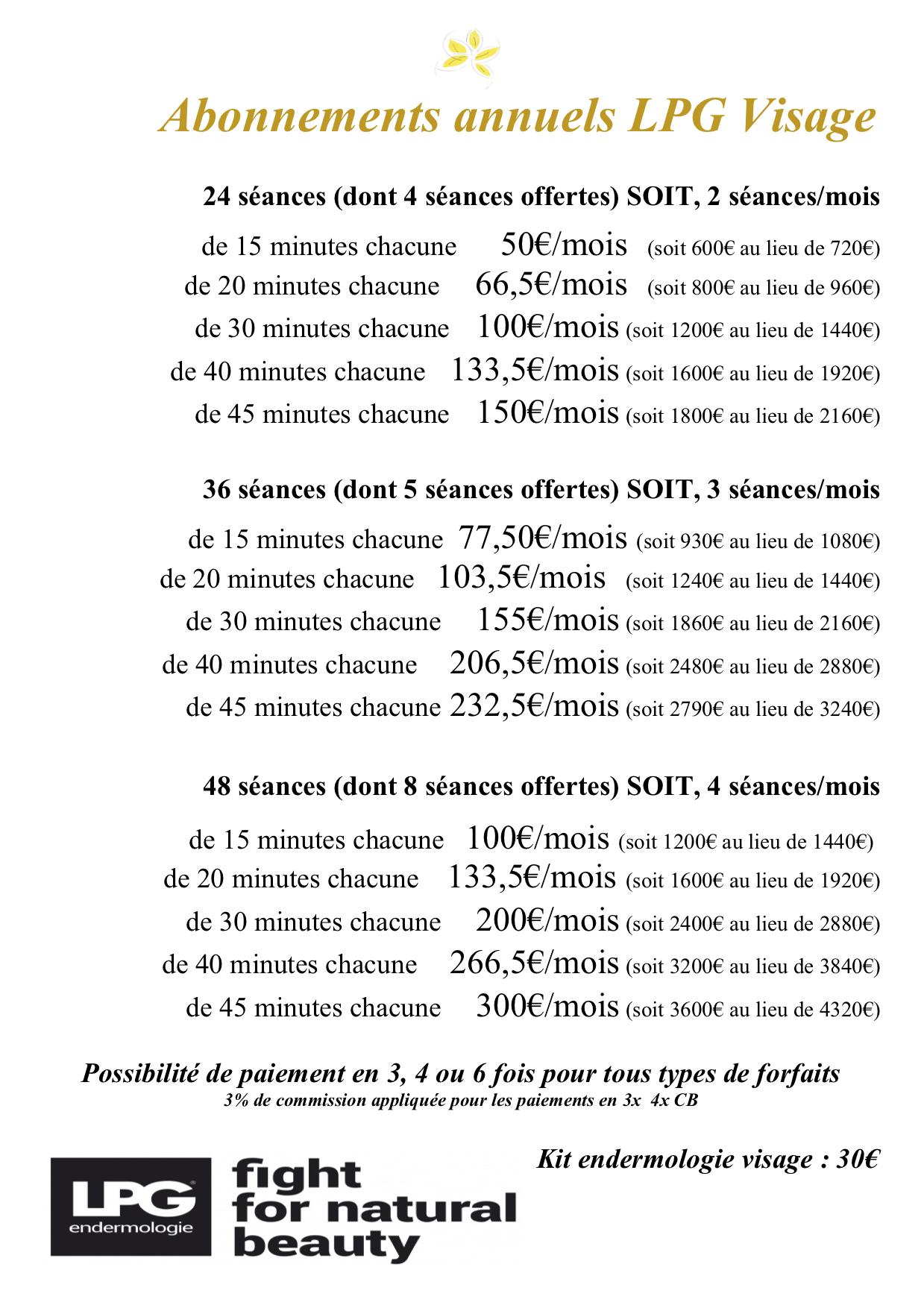 Abonnements annuels LPG Visage